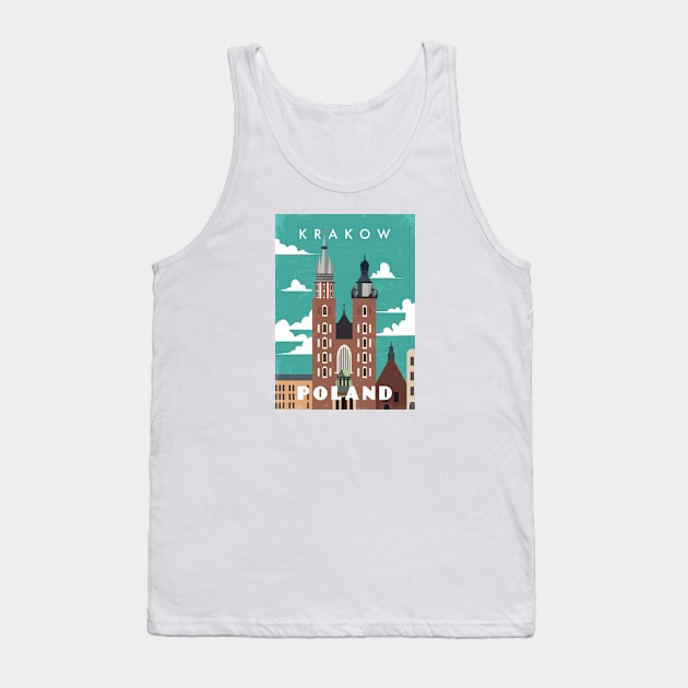 Krakow, Poland. Retro travel poster Tank Top by GreekTavern